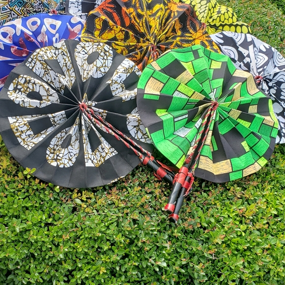 Colorful African Patterned Hand Fans - Picture 3 of 5